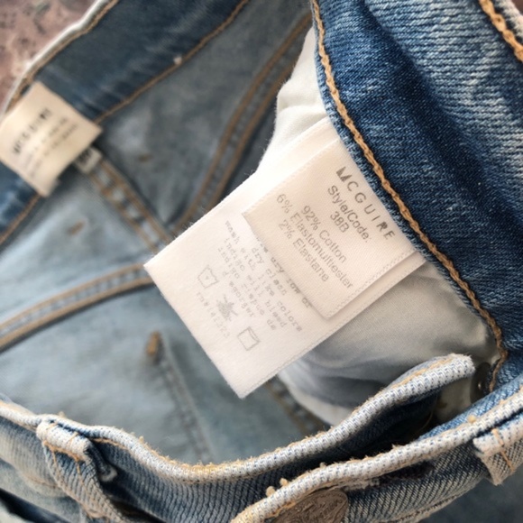 MCGUIRE DENIM 90s Distressed Jean Biker Shorts in La Colombe Blue - Picture 7 of 10